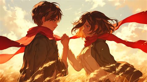 Eren and Mikasa: HD Wallpaper of Love in Attack on Titan by patrika