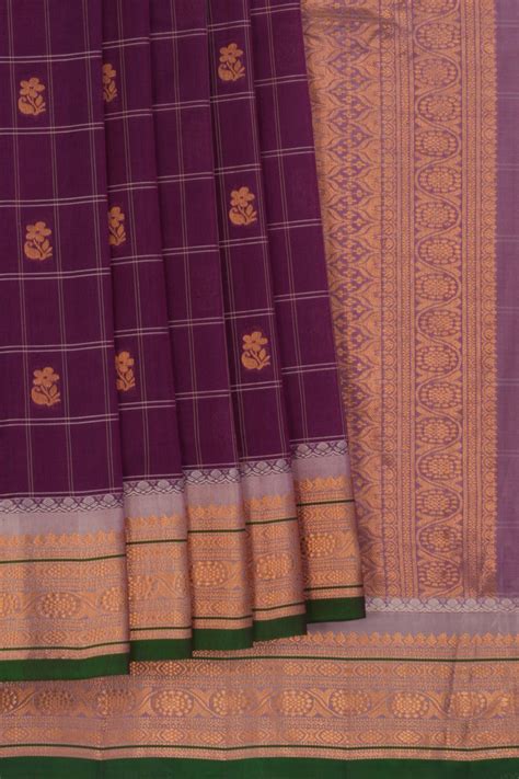 Gadwal Kattam Purple Saree – Kalanjali