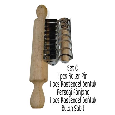 Jual Cetakan Cookies Kastengel bulan sabit&persegi panjang dan roller ...