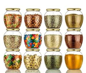 Buy CROCO JAR Matka Glass Jar Set Of Air Tight Golden Lid To Store ...