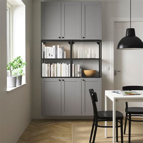 ENHET storage combination, anthracite/grey frame, 120x32x225 cm (471 ...