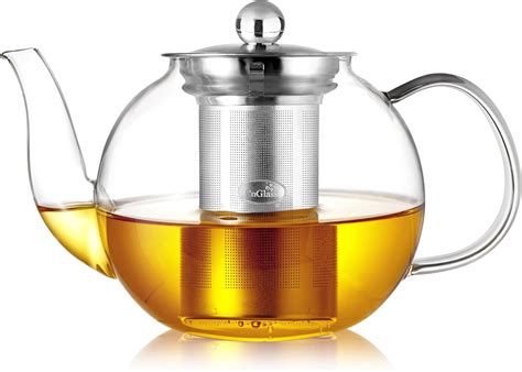 CNGLASS 900ml Glass Teapot with Removable Infuser,Clear Tea Kettle ...