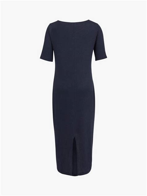 Celtic & Co. Linen Cotton Blend V-Neck Midi Dress, Navy