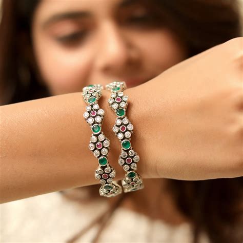 925 Sterling Silver Stone Kada – Joharcart