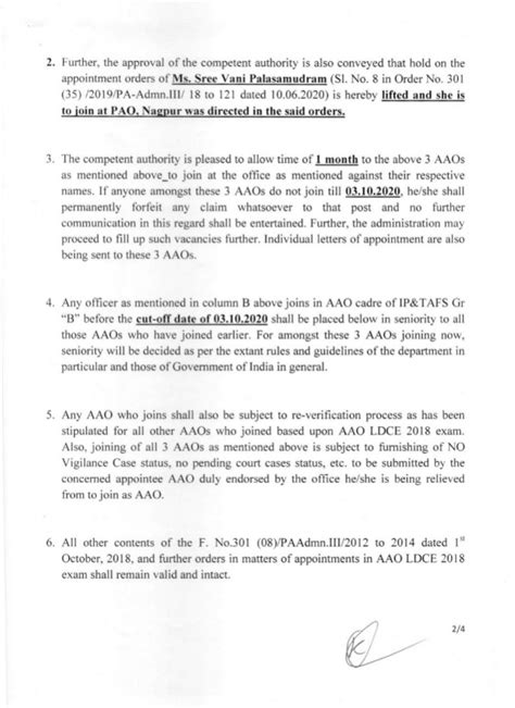 Appointments and posting/transfers of AAOs based on LDCE 2018