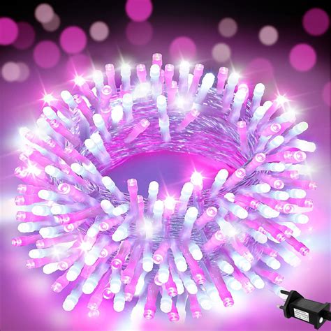 FFZZKJ Fairy Lights Plug in 200 LED Pink Fairy Lights for Bedroom 66Ft ...