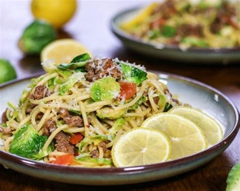 Sausage and Brussels Sprouts Spaghetti Recipe | SideChef