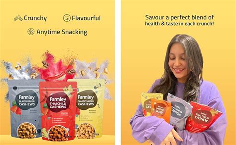 Farmley Premium Roasted Dry Nut Cashew Snacks Pack of 2, each 200 gm ...