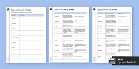 KS3 Types of Wave Key Words Activity Pack