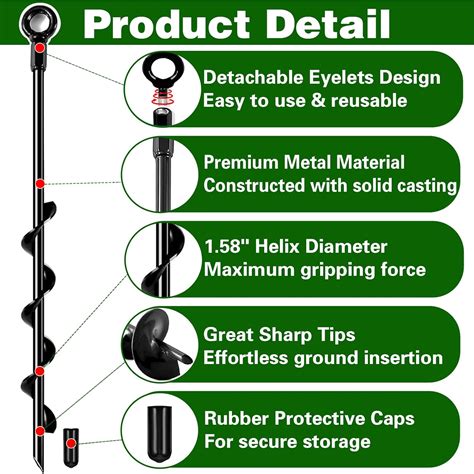 Fabulas Ground Anchors, 18 Inch 4 Pack Screw In India | Ubuy