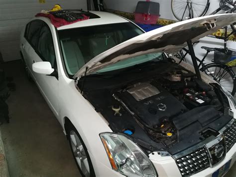 My current project. '04 Maxima SE Almost got her running nice again. : r/projectcar