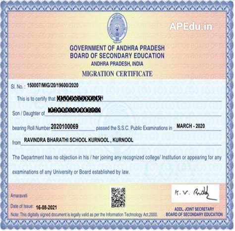 AP 10TH CLASS MIGRATION CERTIFICATE ONLINE APPLICATION PROCESS, APPLICATION, FEE DETAILS - APEdu