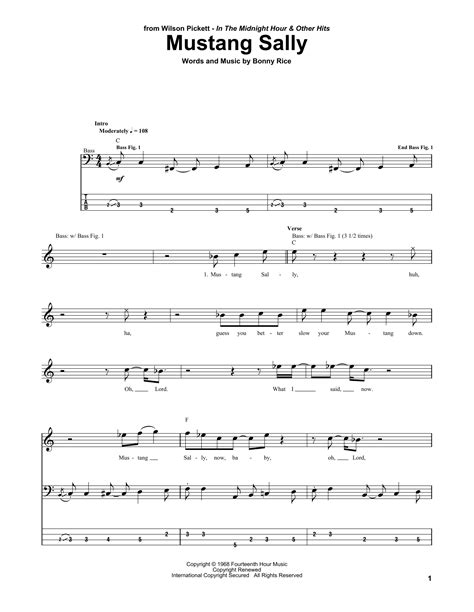 Mustang Sally by Wilson Pickett - Bass Tab - Guitar Instructor