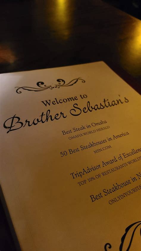 Menu at Brother Sebastian's Steakhouse, Omaha