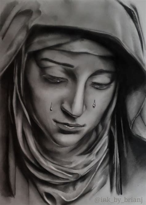 Virgin Mary Pencil Drawing