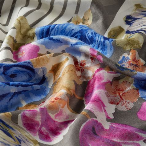 Charcoal Rose Basket Print Satin Silk Scarf| Ipekevi