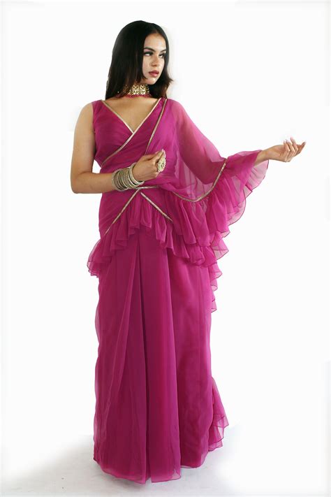 Pre-Stitched Gulabo Saree With Stitched Blouse – www.closetcircus.com
