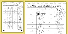 Words with Missing Letters Puzzle Worksheet (teacher made)