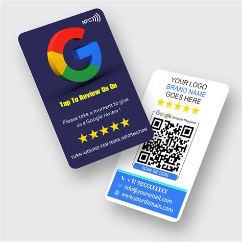 Google Review Card | QR Code and NFC Chip | Tap or Scan - Deep Blue ...