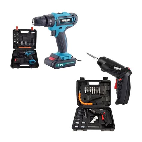 Pursonic Power Tool Bundle 21V Cordless Drill and Rechargeable Electric ...