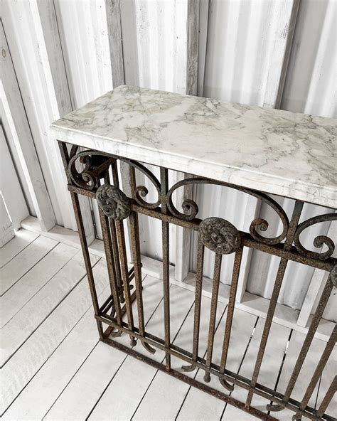Cast Iron Console Table with Marble Top — East End Salvage
