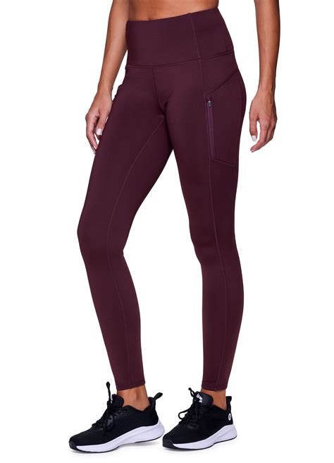 RBX Active Women's Fleece-Lined Leggings, Full Length, Zipper Pockets ...
