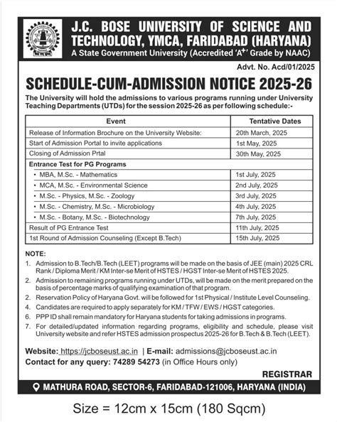 J.C. Bose University of Sciences and Technology, YMCA Faridabad