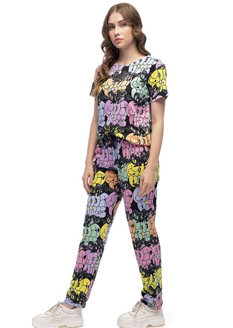 LOTIK Women's Cotton Alphabet Printed Half Sleeve Top & Payjama ...