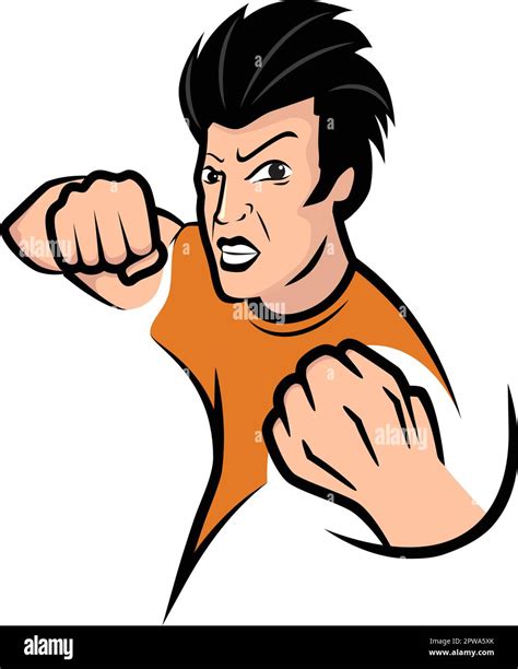 Angry and Mad Man with Punching Gesture Illustration Stock Vector Image ...