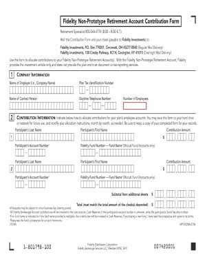 Fidelity Non-Prototype Retirement Account Contribution Form - Blank ...