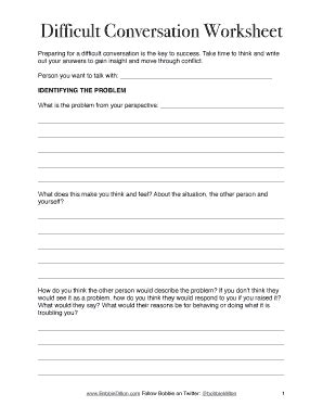 Difficult Conversations Worksheet - Fill and Sign Printable Template Online