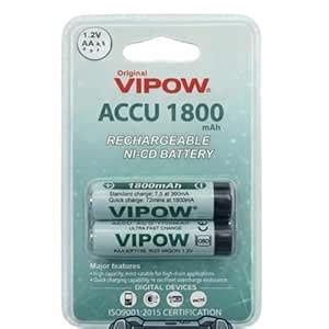 AA Rechargeable Batteries (Pack of 2) | 1800mAh High-Capacity Ni-CD | 1 ...