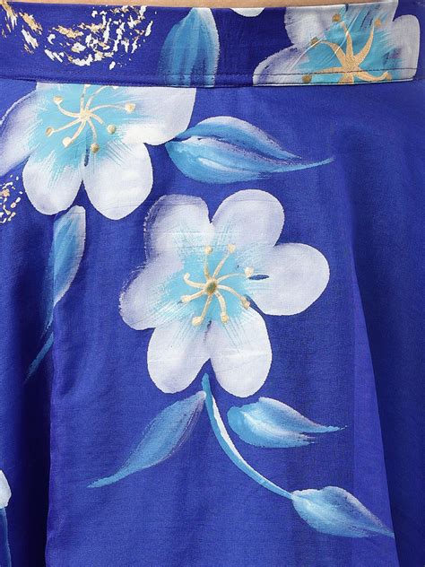 Blue Floral Hand Painted Lehenga & Blouse With Dupatta – divena world