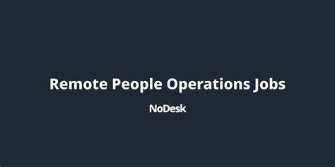 Remote People Operations Jobs - NoDesk