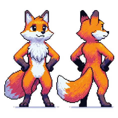 Premium Photo | A pixel art representation of a fox standing on two legs