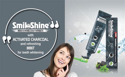 Buy SmiloShine Teeth Whitening Toothpaste with Activated Charcoal Pack ...