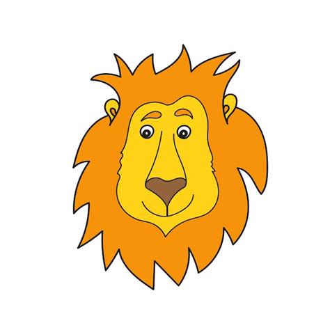 Icône de dessin animé simple. Lion mignon de bande dessinée ...