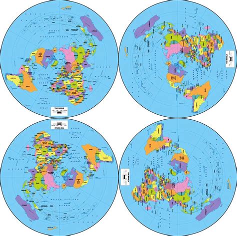 Flat earth map with countries - compkol