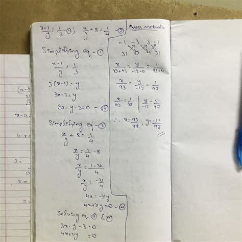 x - 1/y =1 /3; x/y+8 =1/4 - Brainly.in