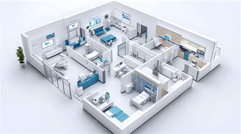 Modern Hospital Floor Plan with Patient Rooms and Equipment | Premium ...