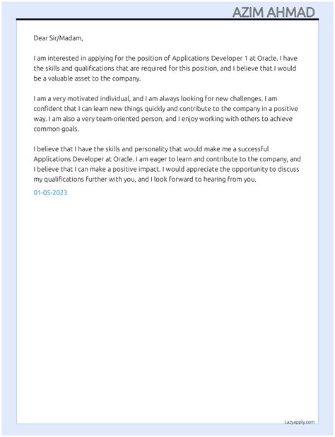Image result for Oracle Developer Cover Letter Sample