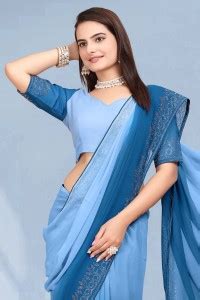 Buy SHELDROM MART Embellished Bollywood Georgette Purple Sarees Online ...