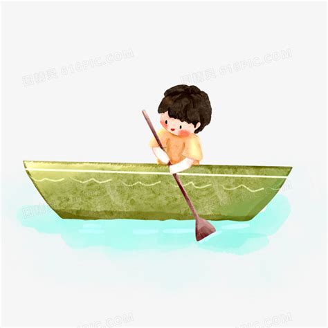 卡通手绘小男孩划船素材图片免费下载_PNG素材_编号vj9in3ow4_图精灵
