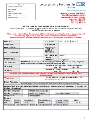 Community Podiatry Service Doc Template | pdfFiller