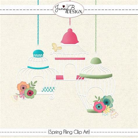 Spring Birds Clipart Watercolor Clipart Flowers Clipart Birdcage ...