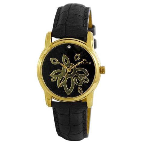 Maxima GOLD Women Black Dial Analogue Watch - 24490LMLY