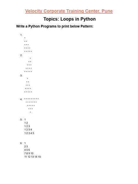 Image result for Number Pattern Printing Assignment Python