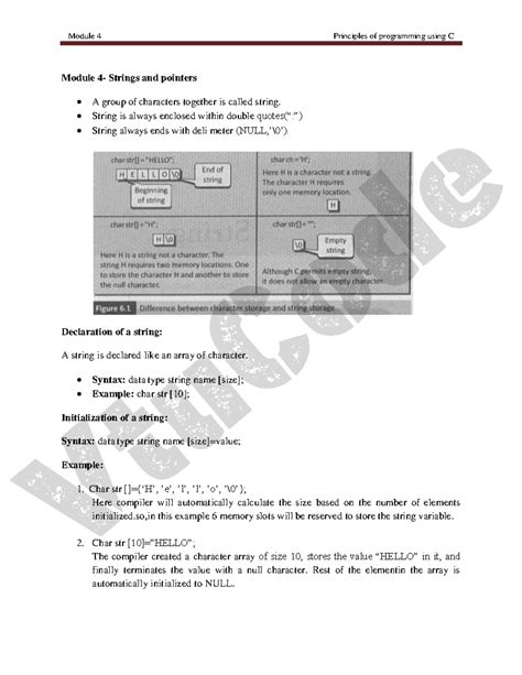 Mod 4 - Principles of Programming in C: Strings & Pointers Overview ...