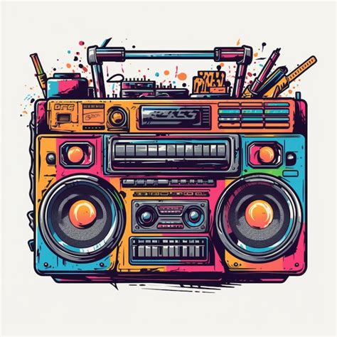 A colorful boombox with pencils generative ai | Premium AI-generated image