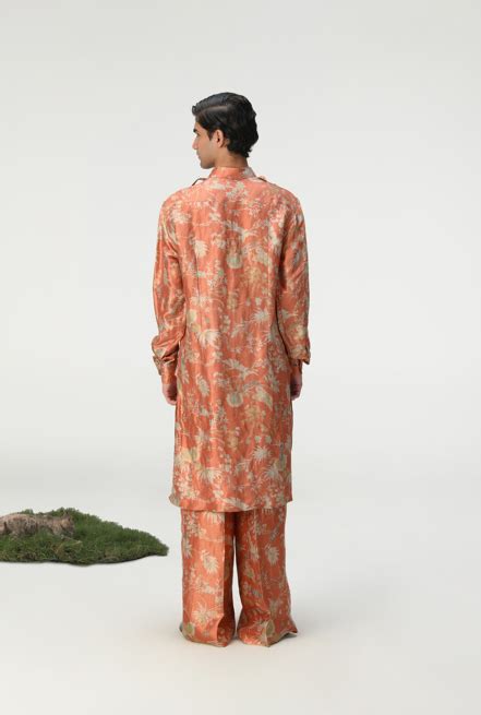 Palazzo Silk Brocade Coral – SUKETDHIR